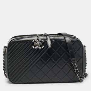 Chanel Coco Boy Large Black Quilted Leather Camera Case Bag